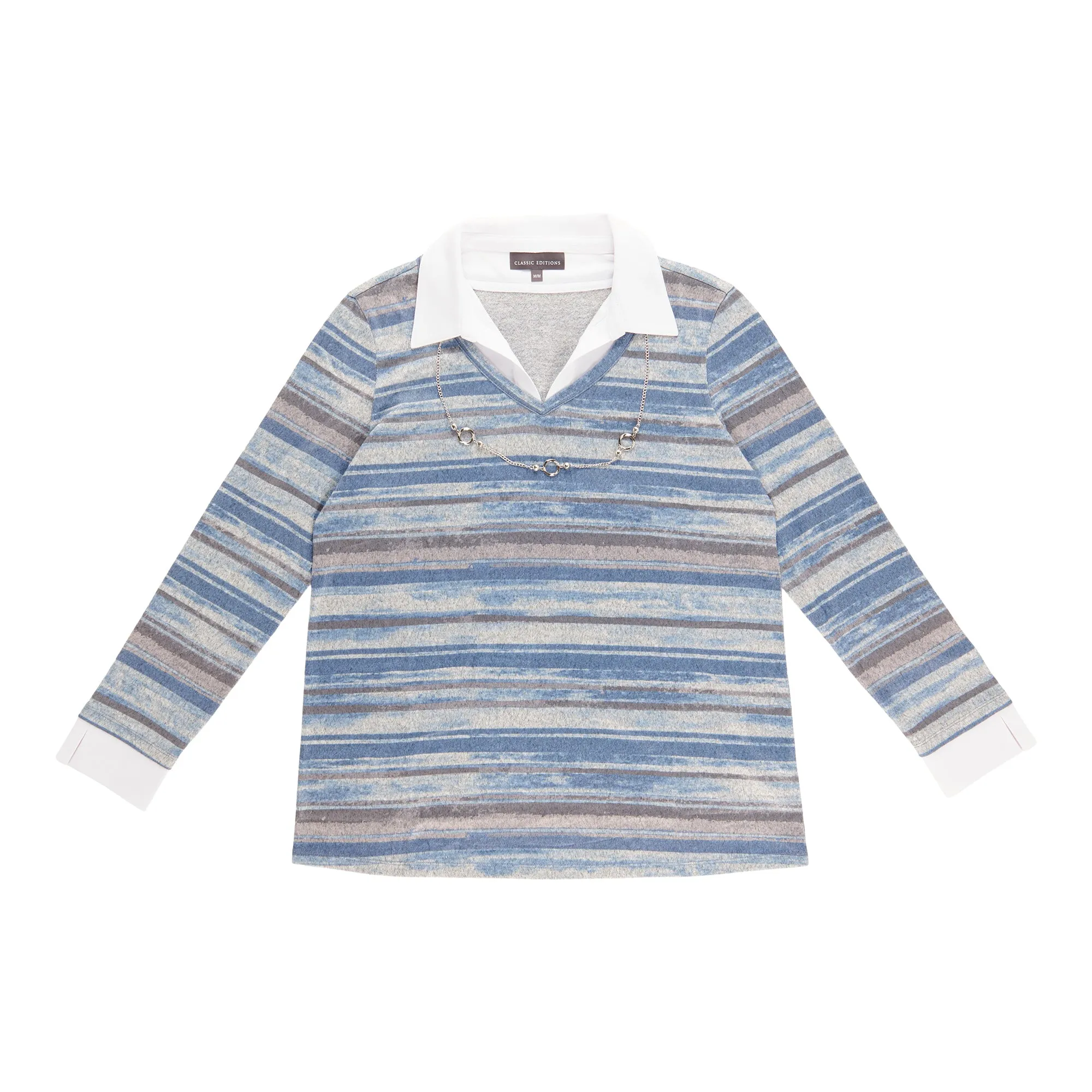 Classic Editions Women's Collared Sweater with Necklace sold by Giant Tiger