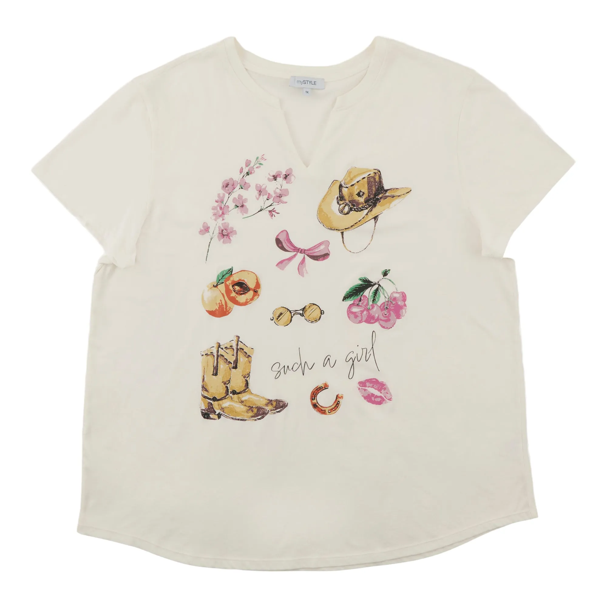 mySTYLE Women's Plus V-Neck Tee sold by Giant Tiger product image thumbnail 3