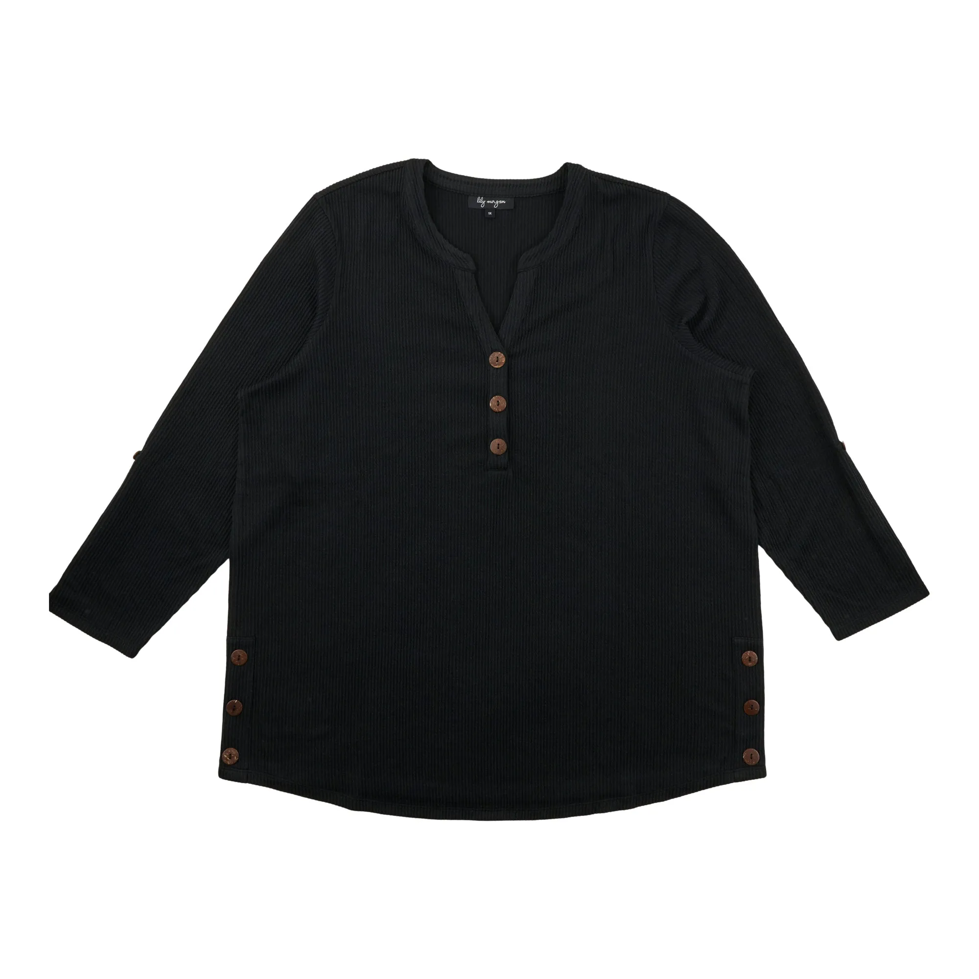lily morgan Women's Plus Top with Side Buttons sold by Giant Tiger