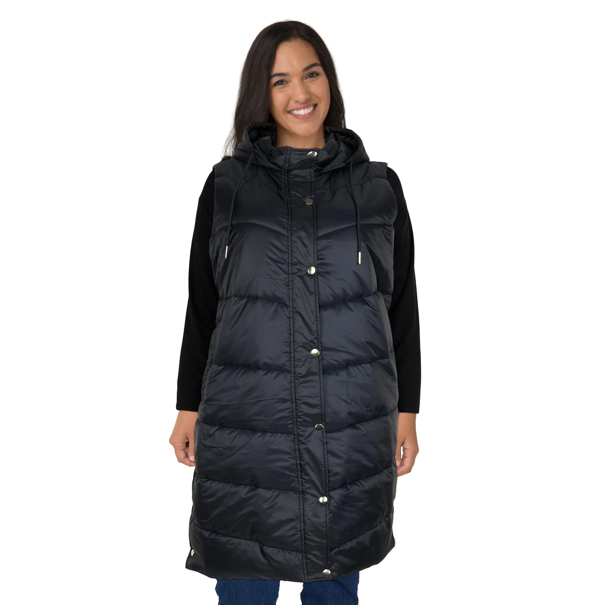 mySTYLE Women's Plus Long Puffer Vest sold by Giant Tiger