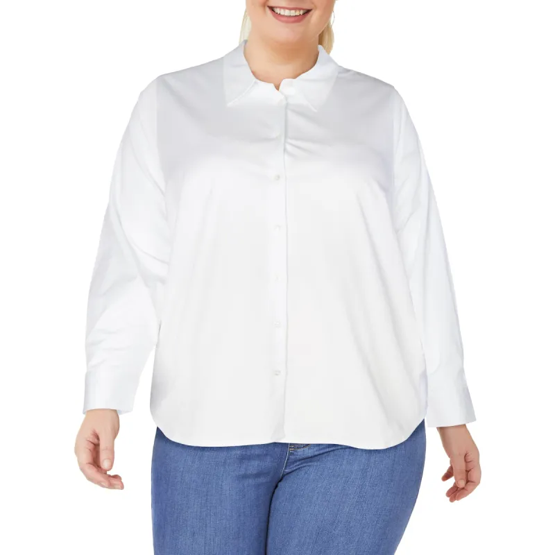 mySTYLE Women's Plus Street Smart Poplin White Shirt sold by Giant Tiger