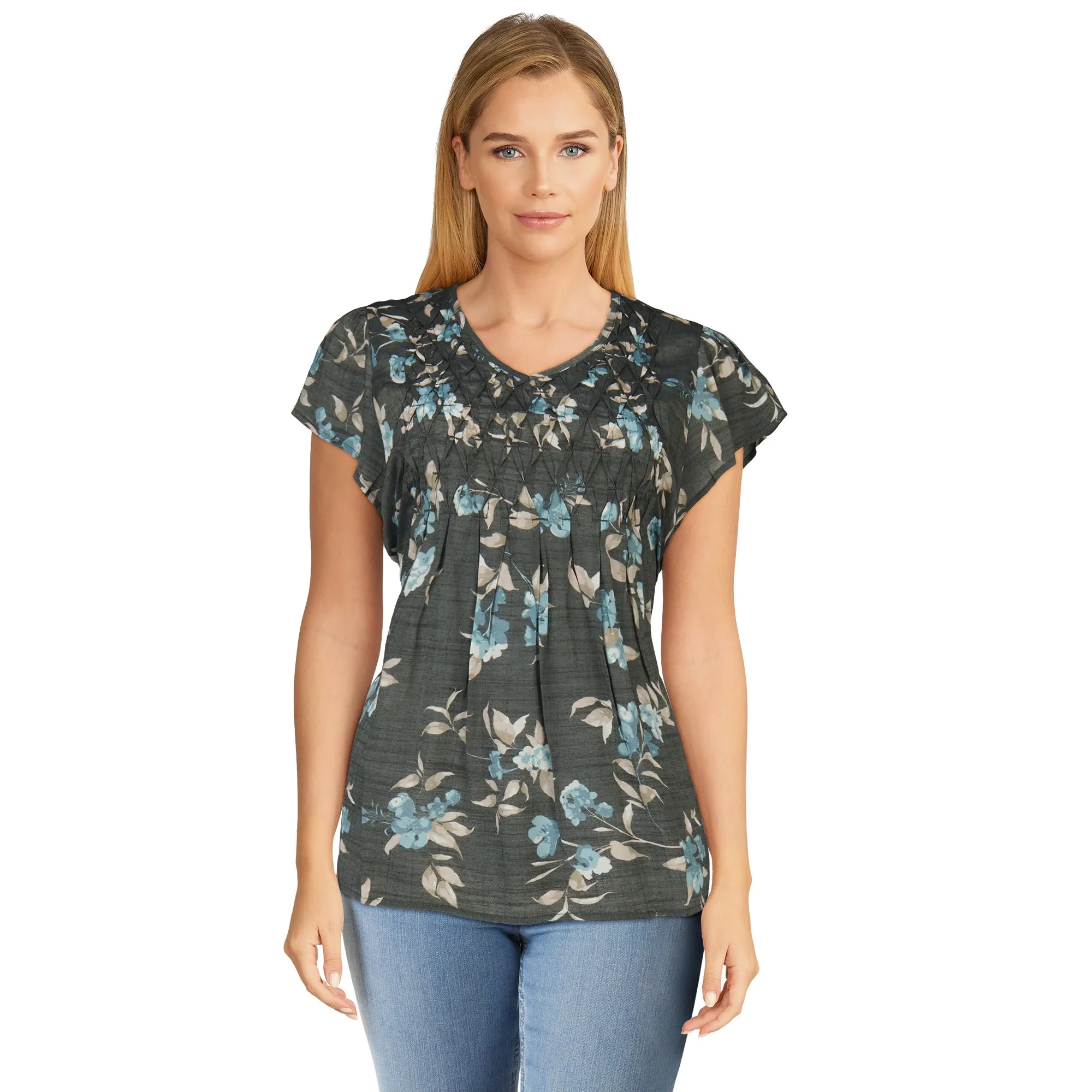 lily morgan Women's Pintuck V-Neck Blouse sold by Giant Tiger