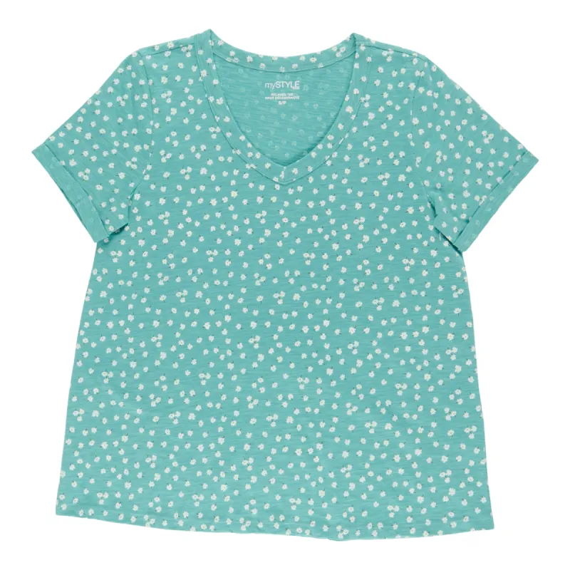 mySTYLE Women's V-Neck Relaxed Slub T-Shirt sold by Giant Tiger