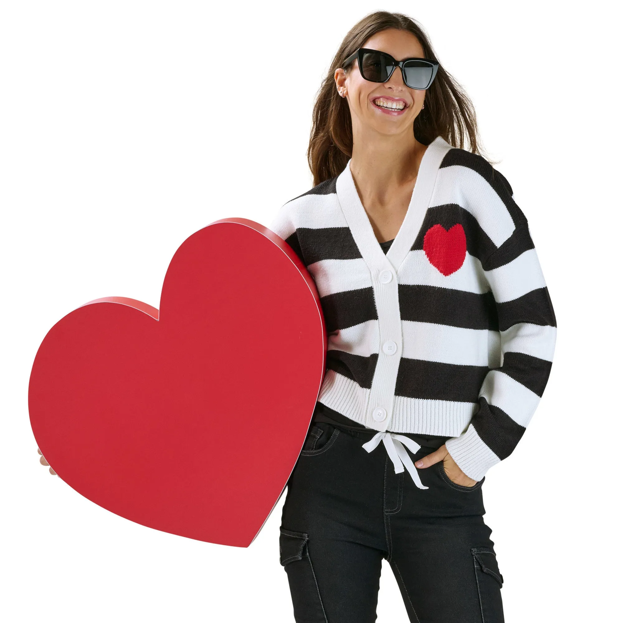 mySTYLE Women's Stripe Heart Cardigan sold by Giant Tiger