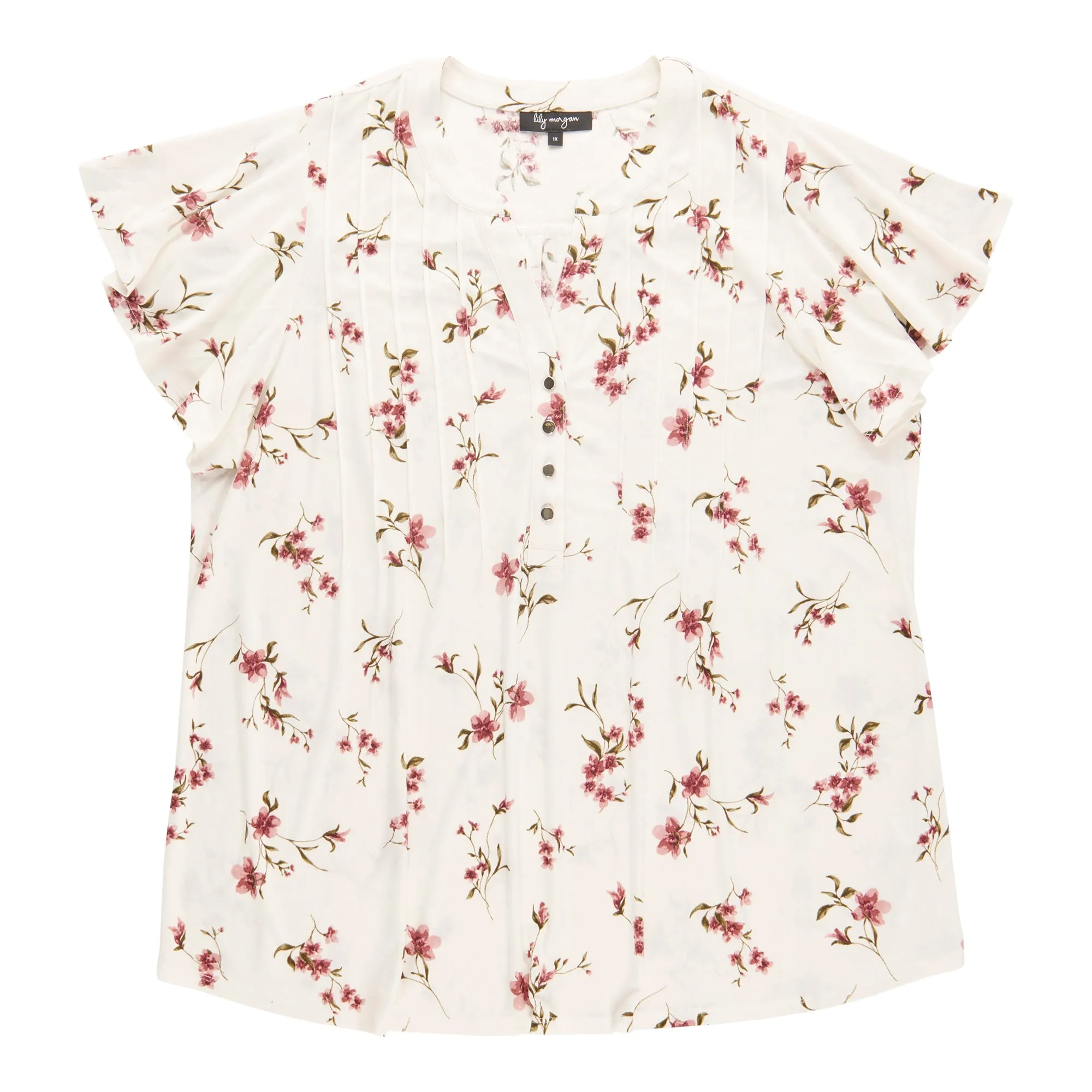 lily morgan Women's Plus Printed Pintuck Top sold by Giant Tiger product image thumbnail 4