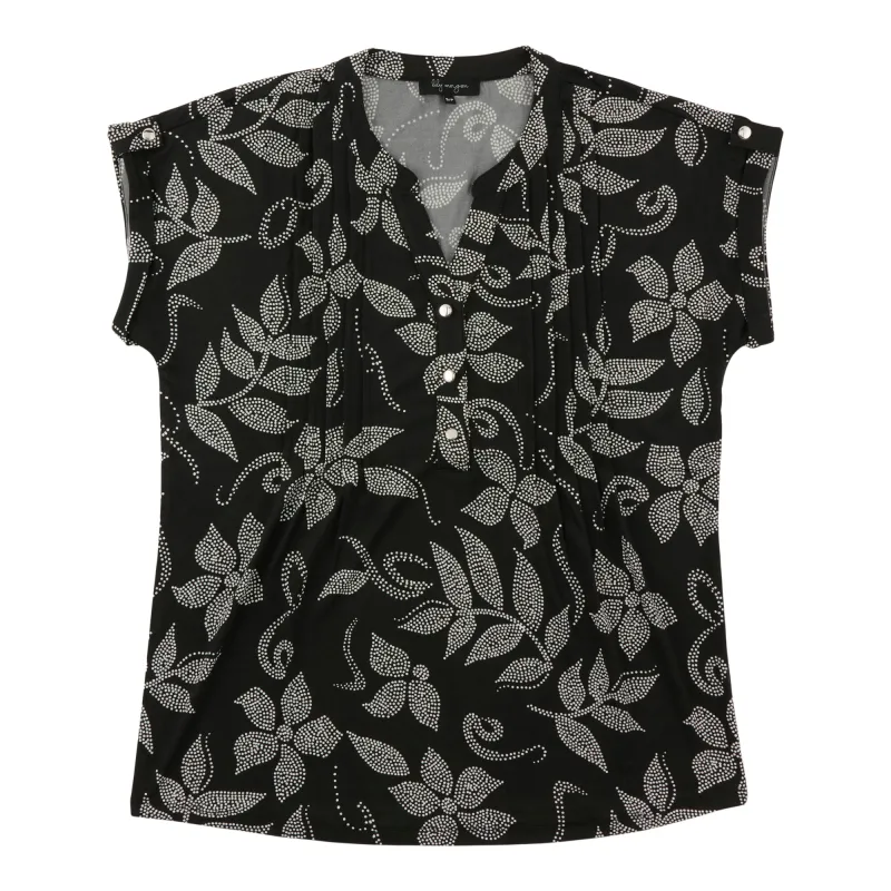 lily morgan Women's Printed Pintuck Top sold by Giant Tiger