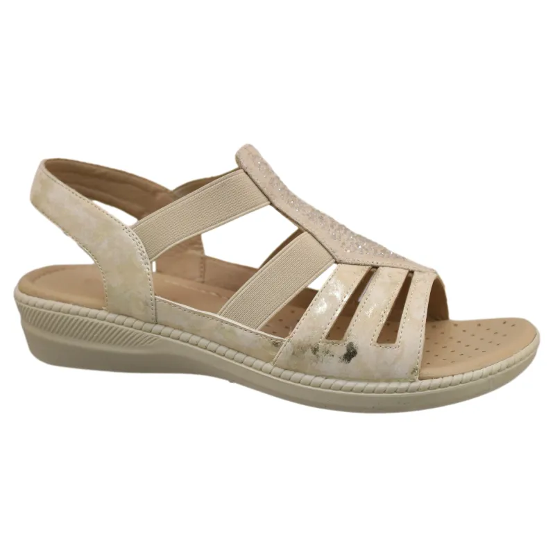 Classic Editions Women's T-Strap Sandals with Distressed Shimmer Finish sold by Giant Tiger