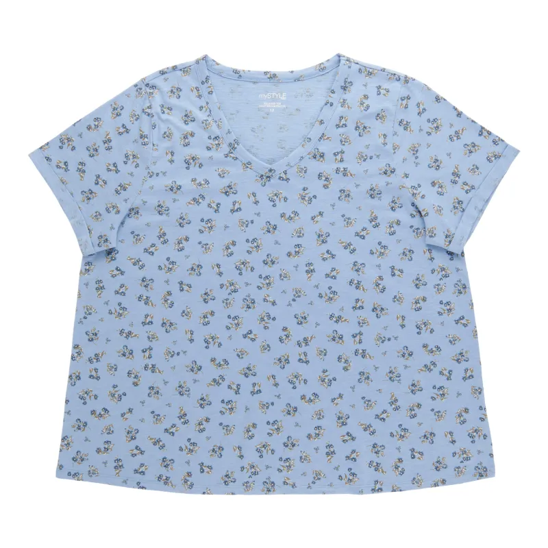 mySTYLE Women's Plus Relaxed V-Neck T-Shirt sold by Giant Tiger