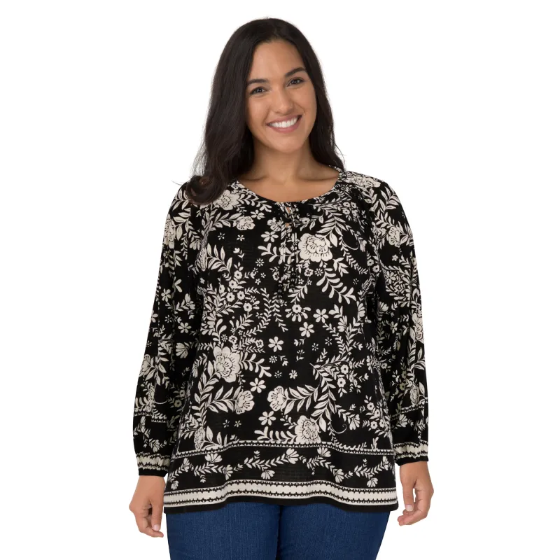 lily morgan Women's Plus Printed Long Sleeve Top sold by Giant Tiger