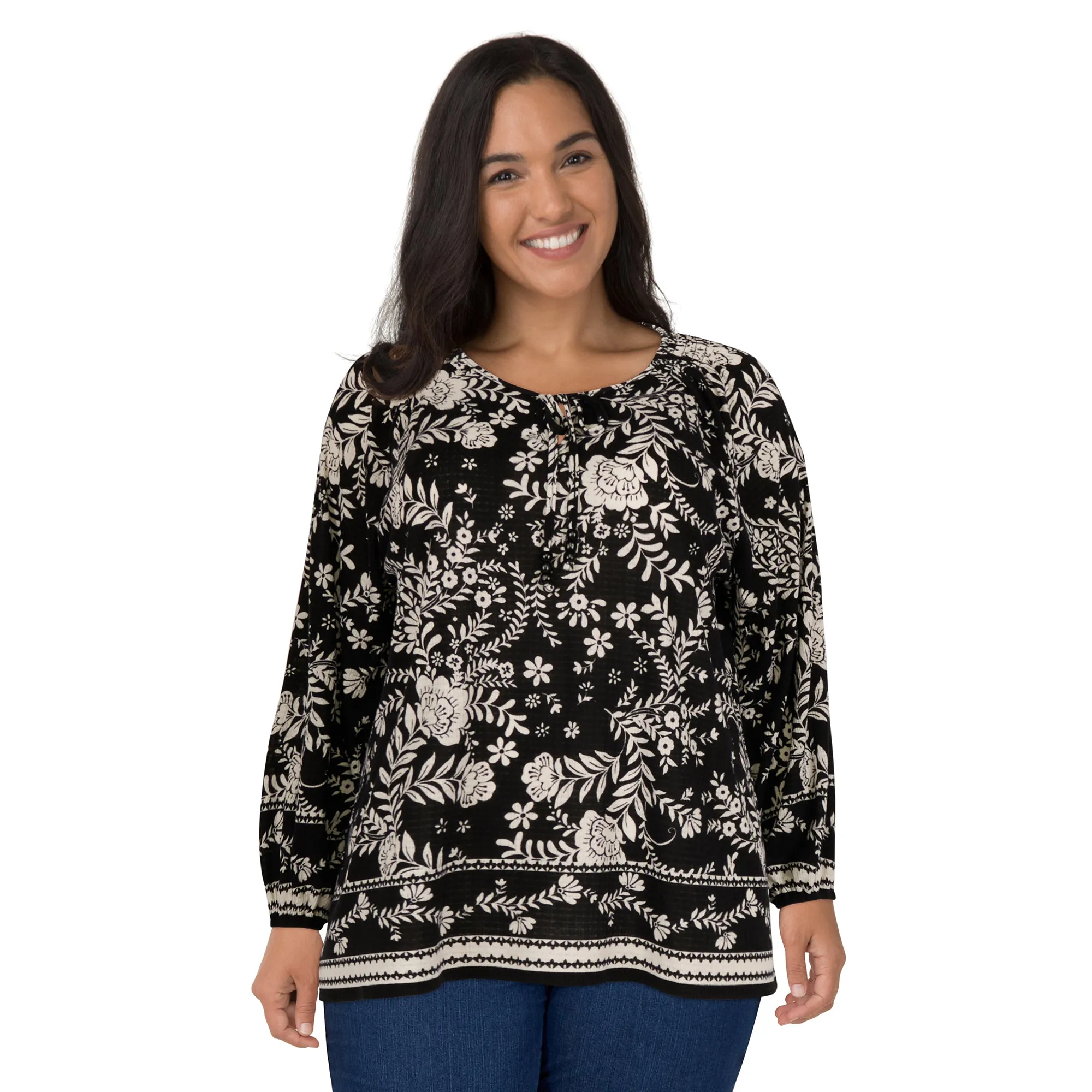 lily morgan Women's Plus Printed Long Sleeve Top sold by Giant Tiger