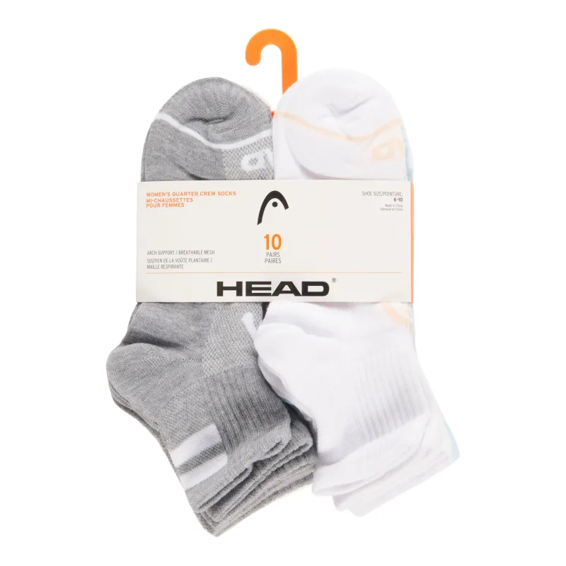Head Women's Quarter Crew Socks, 10-Pack made by Head