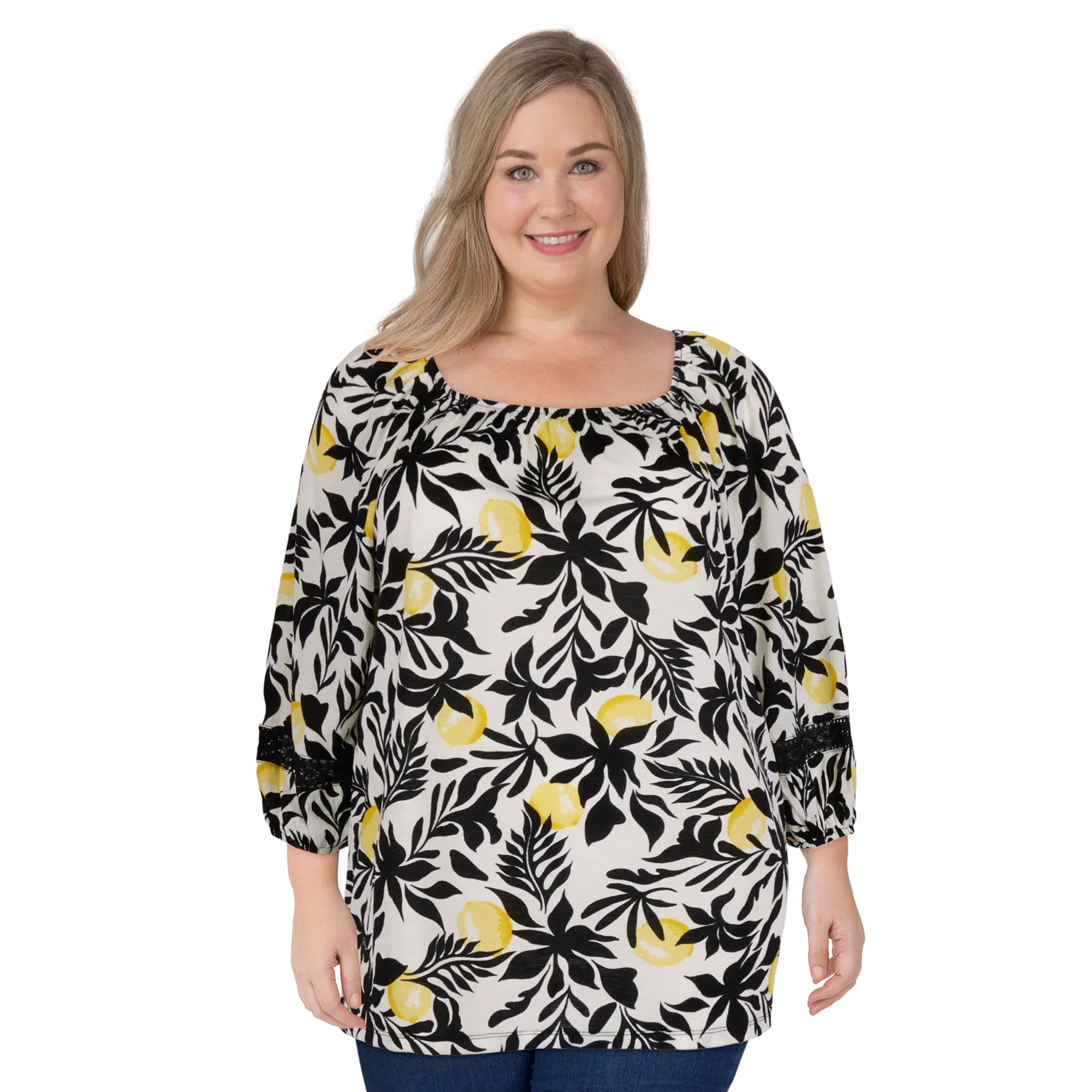 lily morgan Women's Plus Top with Sleeve Detail sold by Giant Tiger