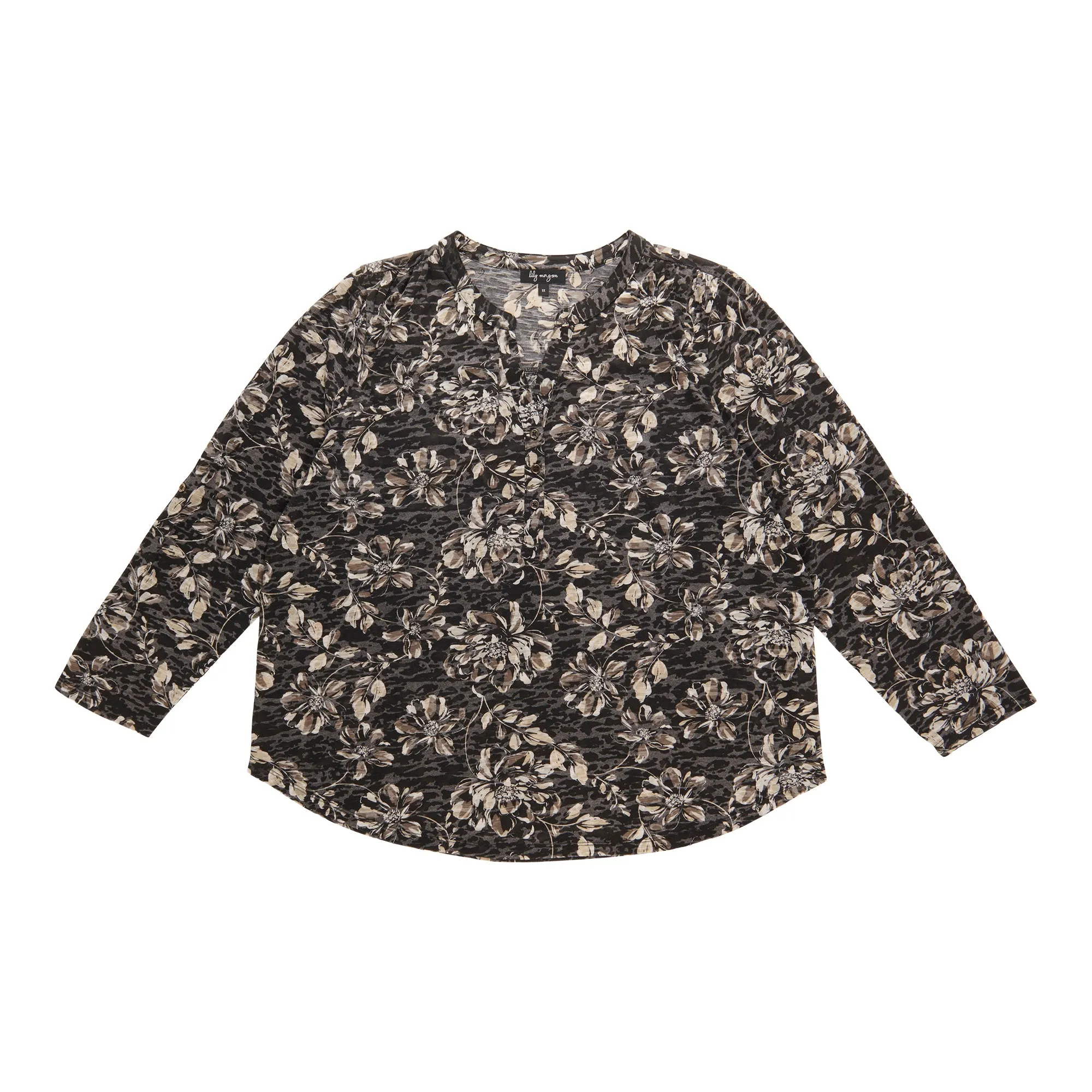 lily morgan Women's Plus Printed Top with Tab Sleeves sold by Giant Tiger product image thumbnail 4