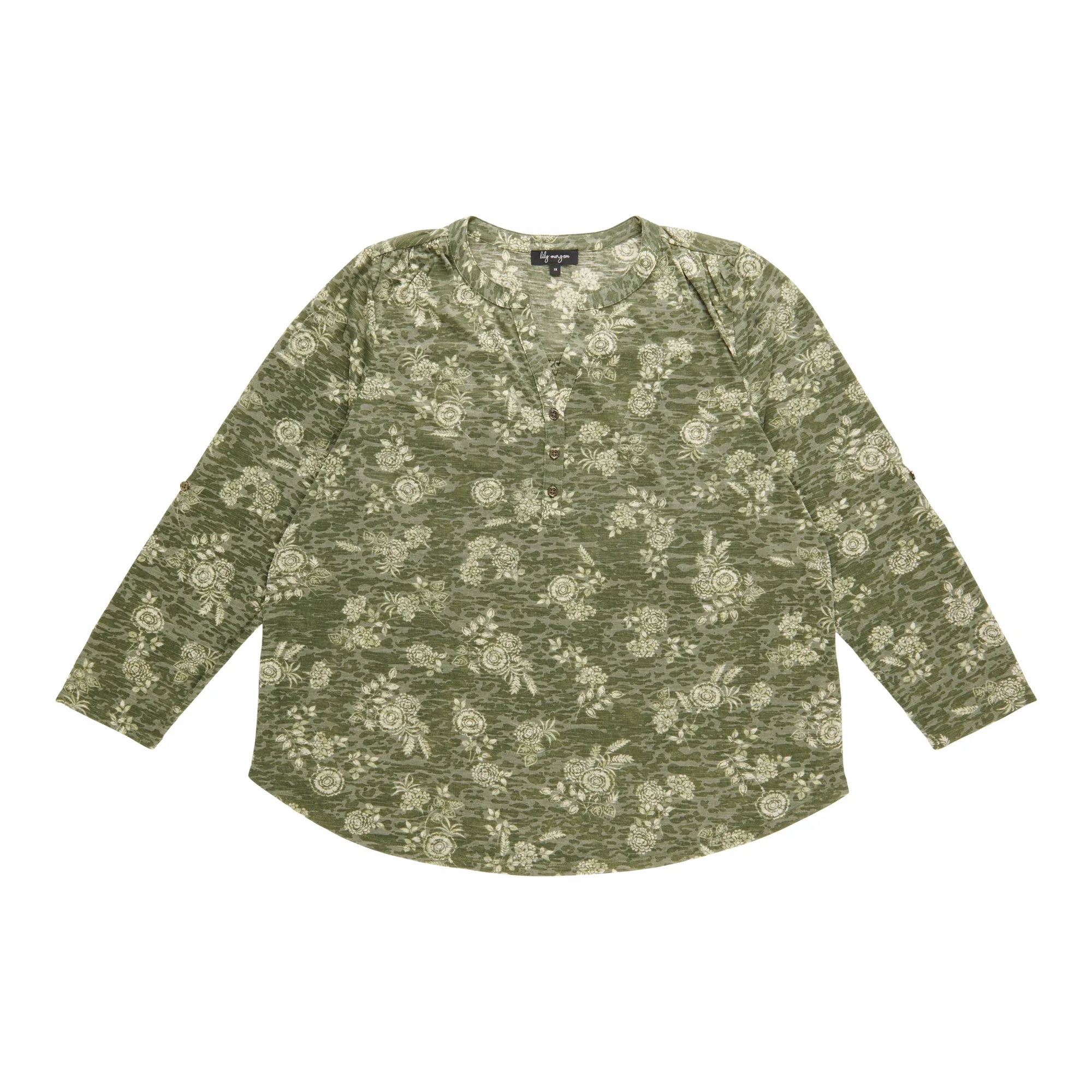 lily morgan Women's Plus Printed Top with Tab Sleeves sold by Giant Tiger product image thumbnail 2
