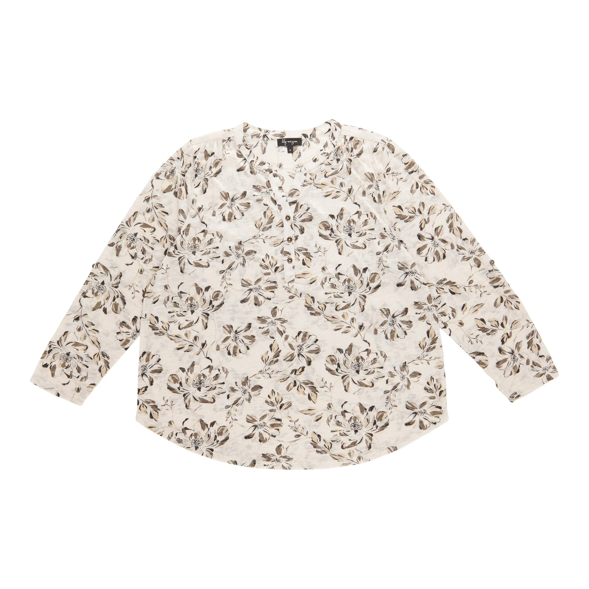 lily morgan Women's Plus Printed Top with Tab Sleeves sold by Giant Tiger product image thumbnail 3