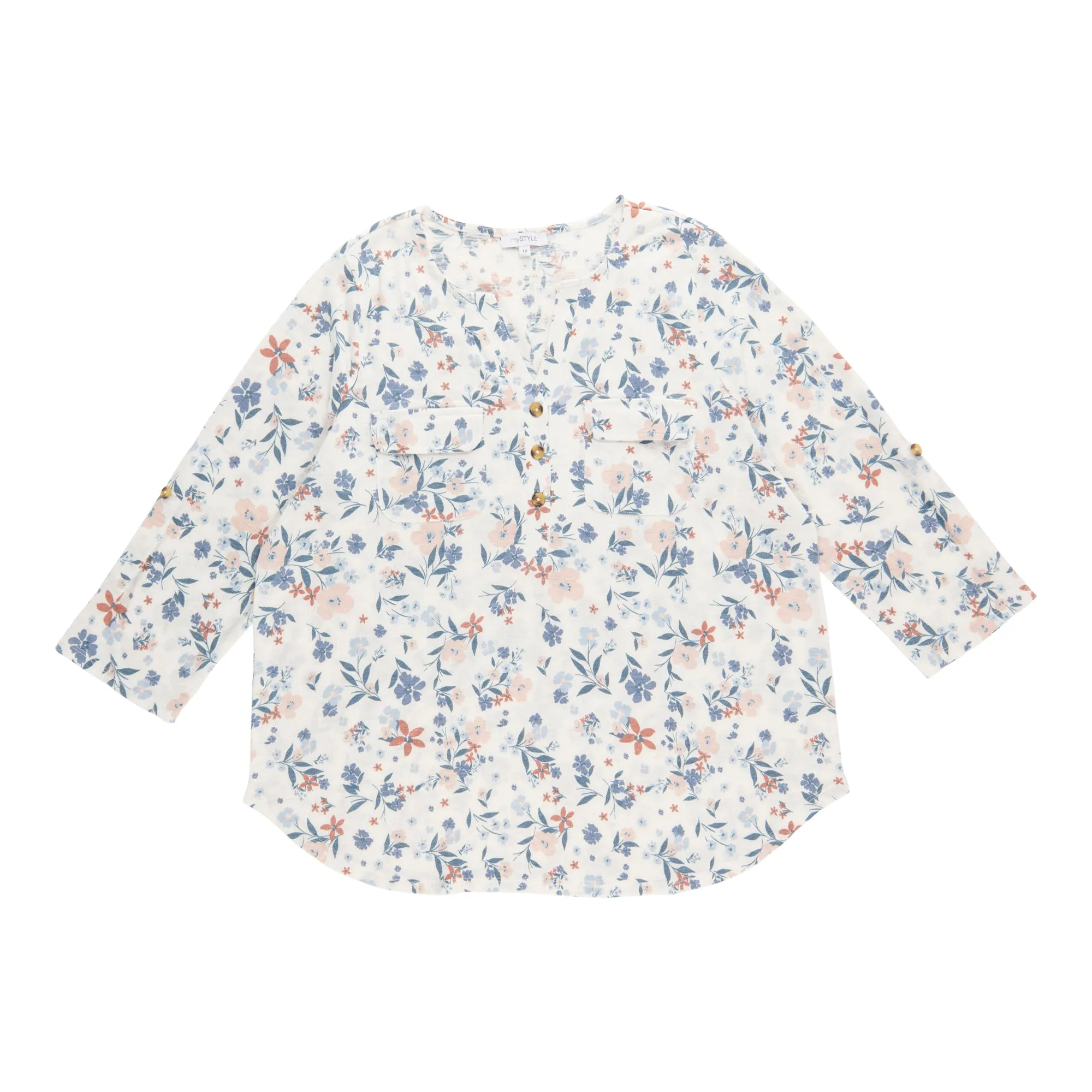 mySTYLE Women's Plus Printed Gauze Henley Top sold by Giant Tiger product image thumbnail 2