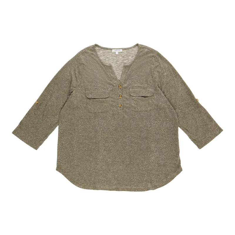 mySTYLE Women's Plus Printed Gauze Henley Top sold by Giant Tiger