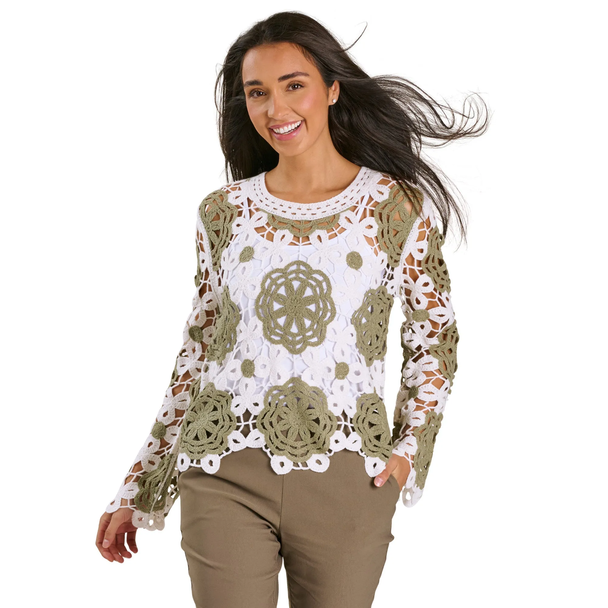 lily morgan Women's Floral Crochet Sweater sold by Giant Tiger product image thumbnail 3