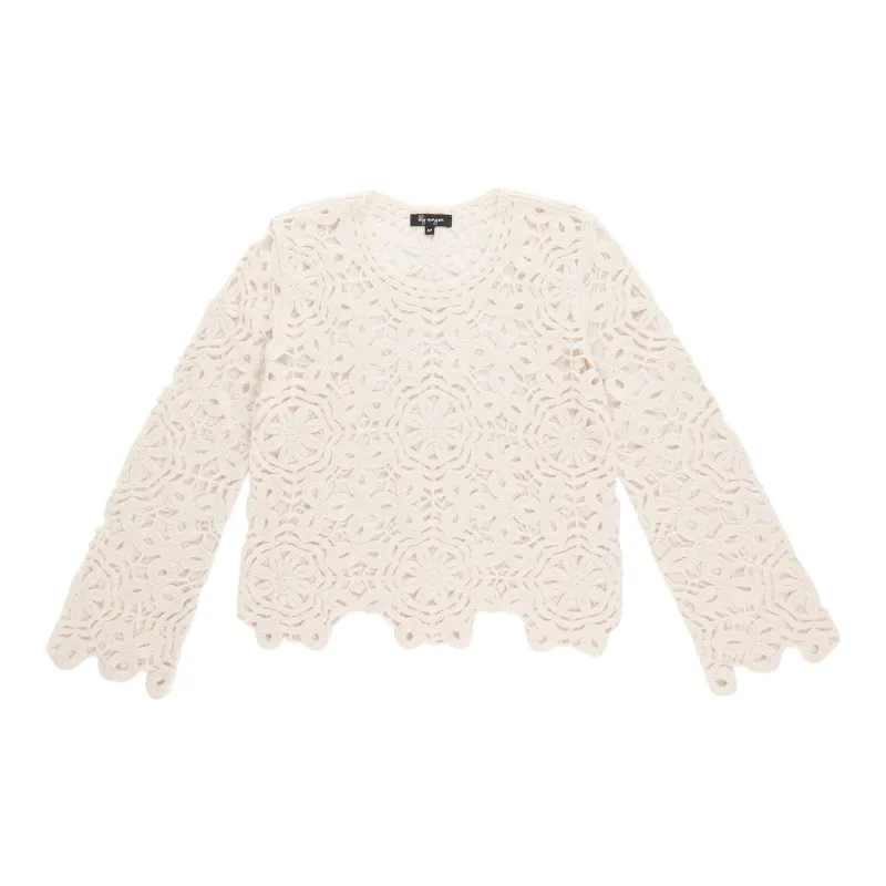 lily morgan Women's Floral Crochet Sweater made by Giant Tiger