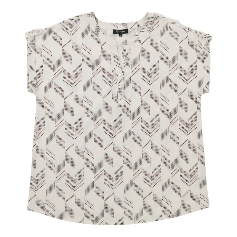lily morgan Women's Plus Printed Roll Tab Sleeves Top with Buttons sold by Giant Tiger