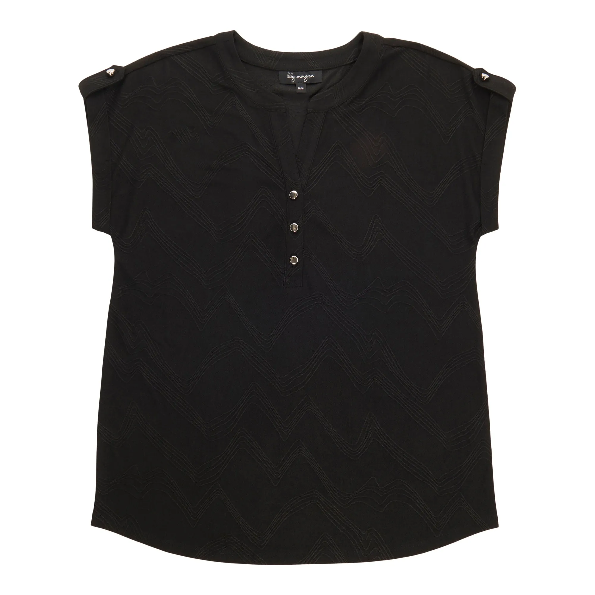 lily morgan Women's Roll Tab Sleeves Top with Buttons sold by Giant Tiger