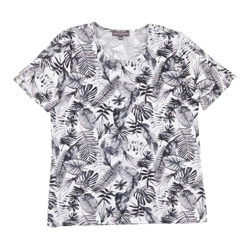 Classic Editions Women's Summer Look Printed Top with Detailing, Black made by Giant Tiger