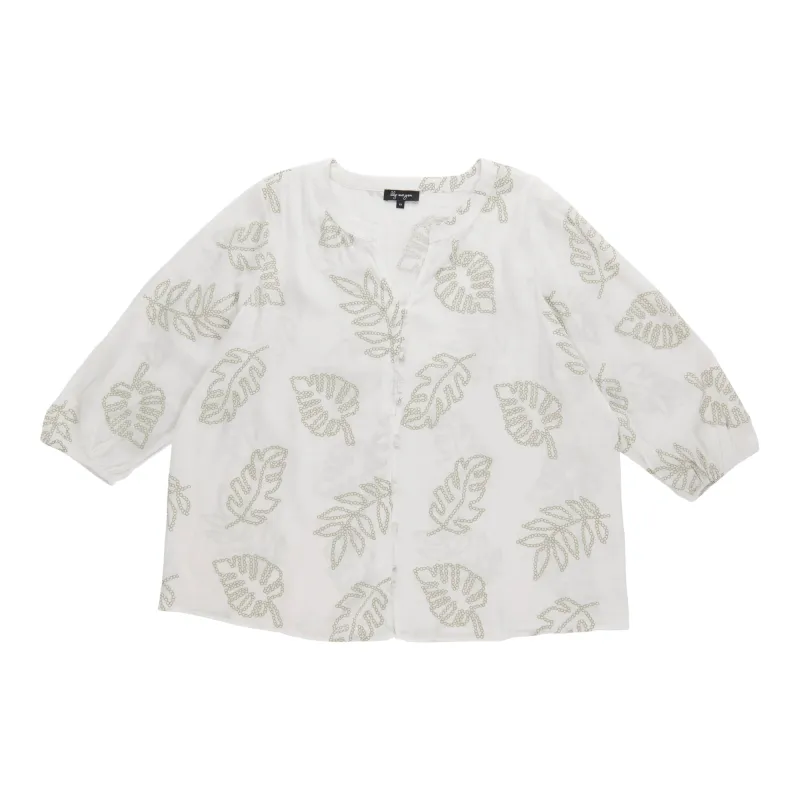 lily morgan Women's Plus Printed Puff Sleeve Blouse made by Giant Tiger