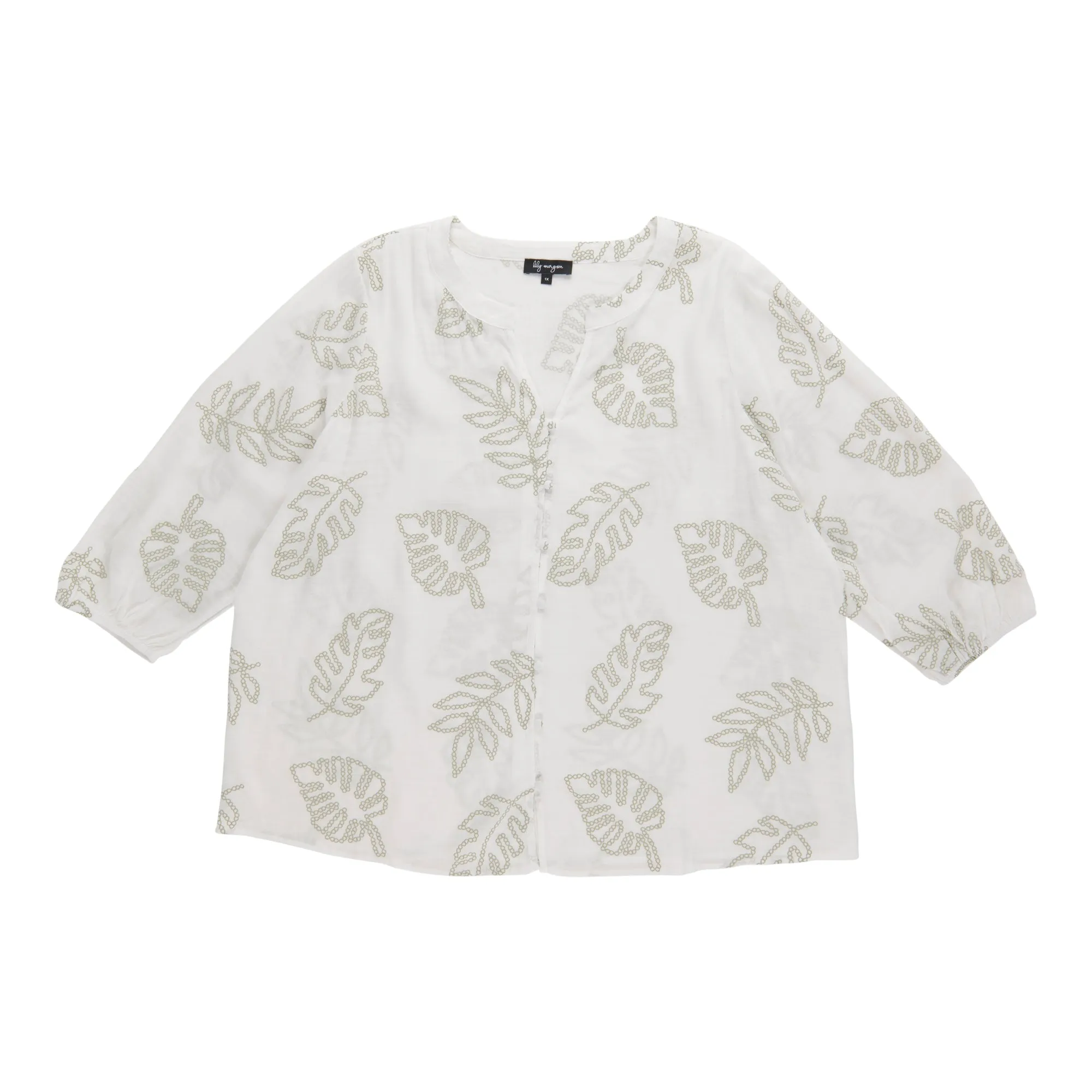 lily morgan Women's Plus Printed Puff Sleeve Blouse sold by Giant Tiger