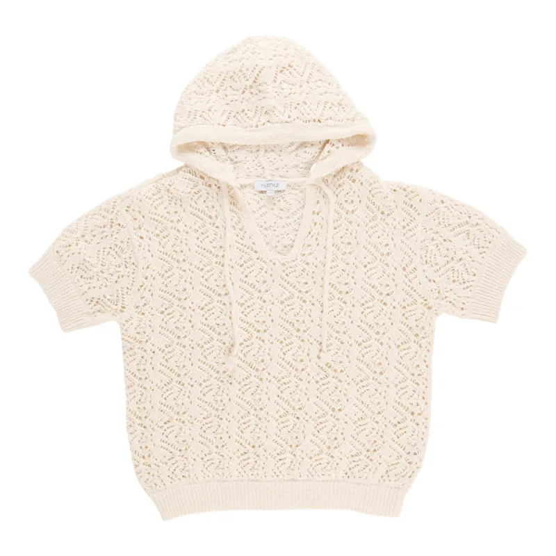 mySTYLE Women's Short Sleeve Crochet Hoodie made by Giant Tiger