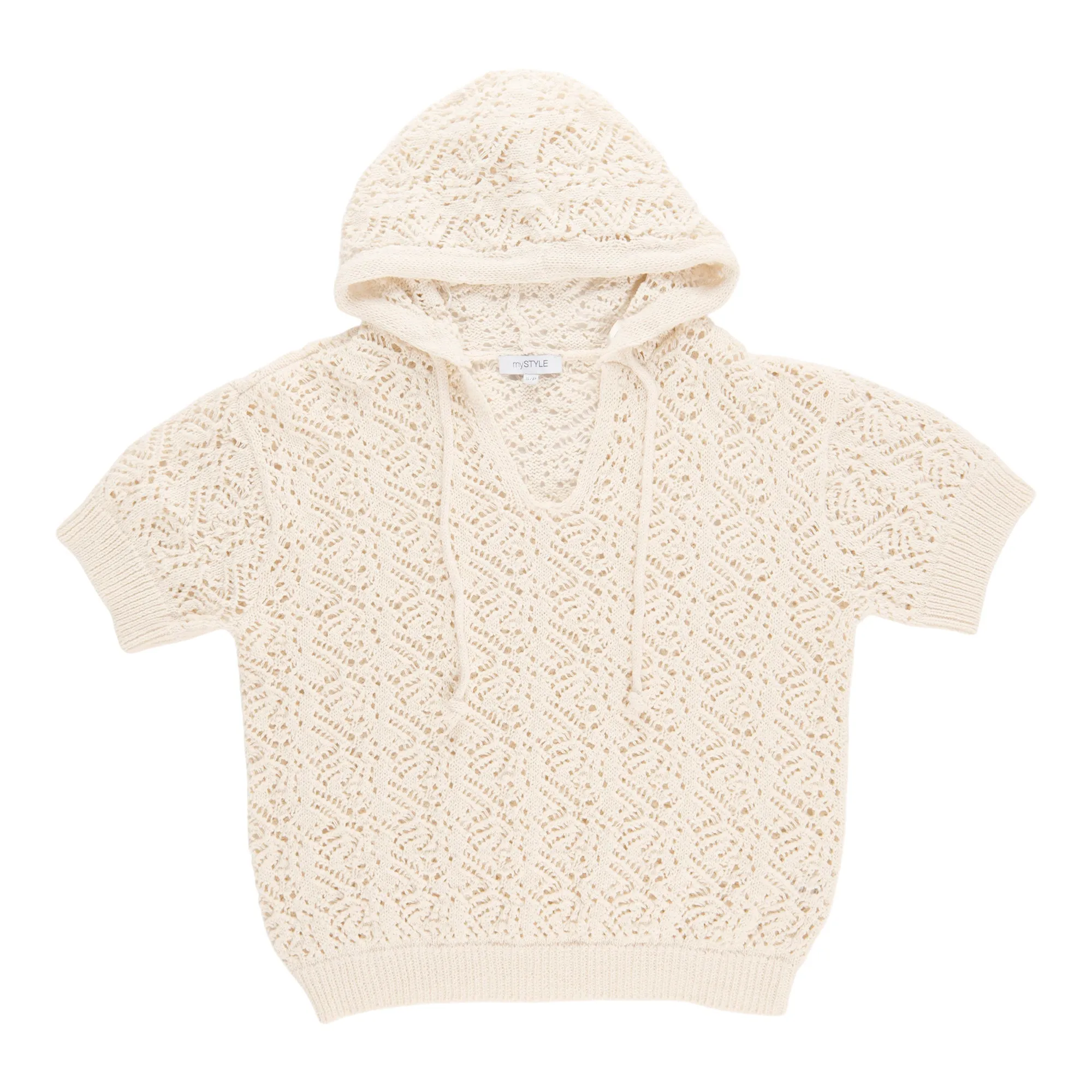 mySTYLE Women's Short Sleeve Crochet Hoodie sold by Giant Tiger