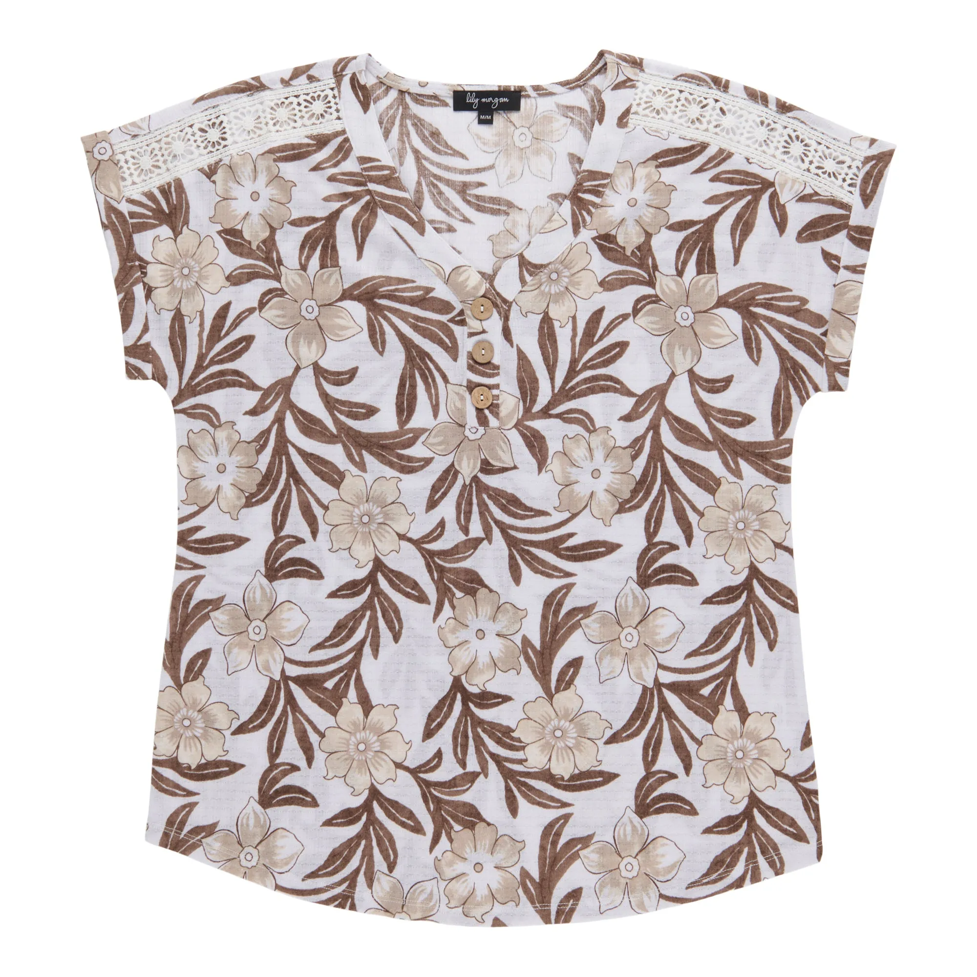 lily morgan Women's Printed Top with Lace Details sold by Giant Tiger