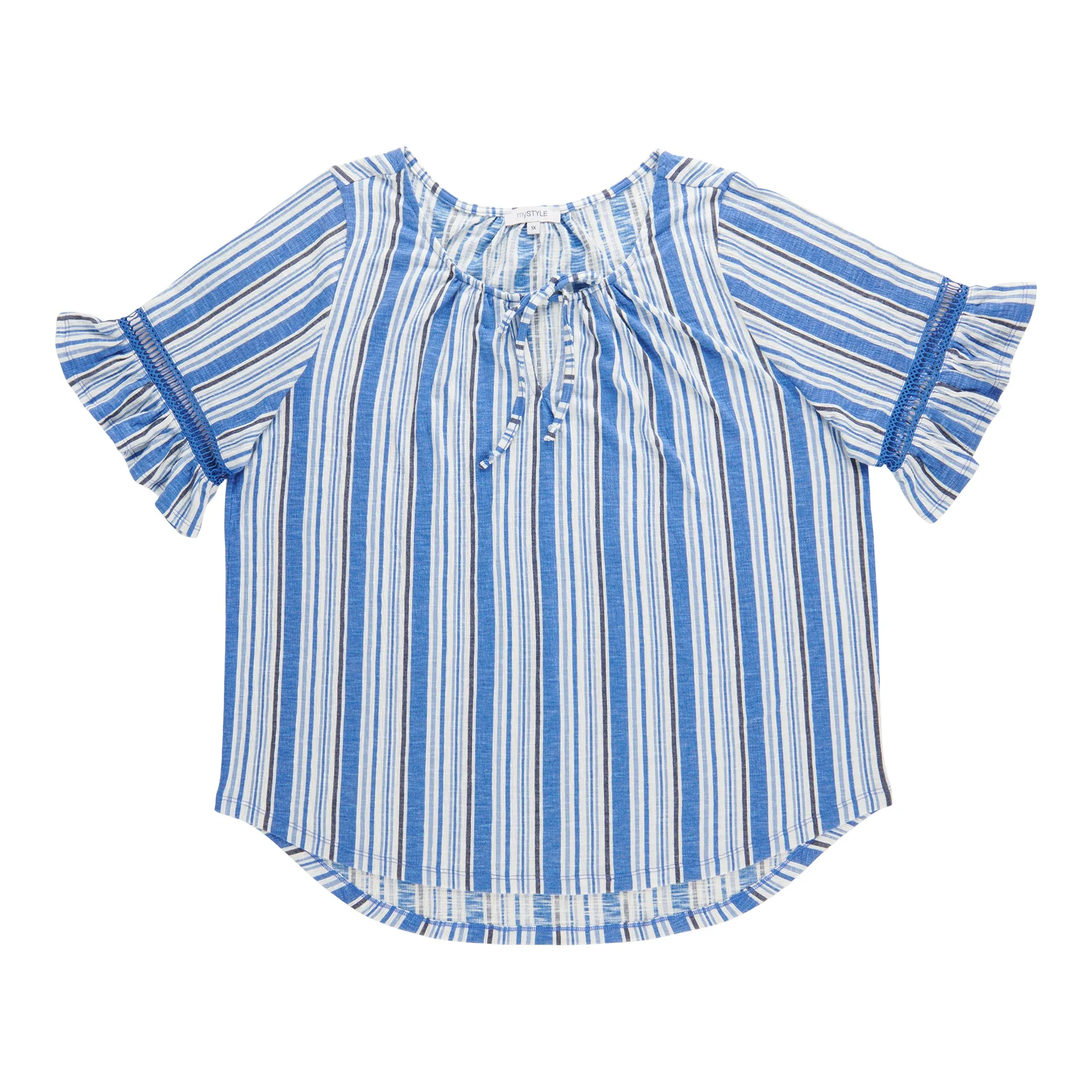 mySTYLE Women's Plus Crochet Stripped Top sold by Giant Tiger