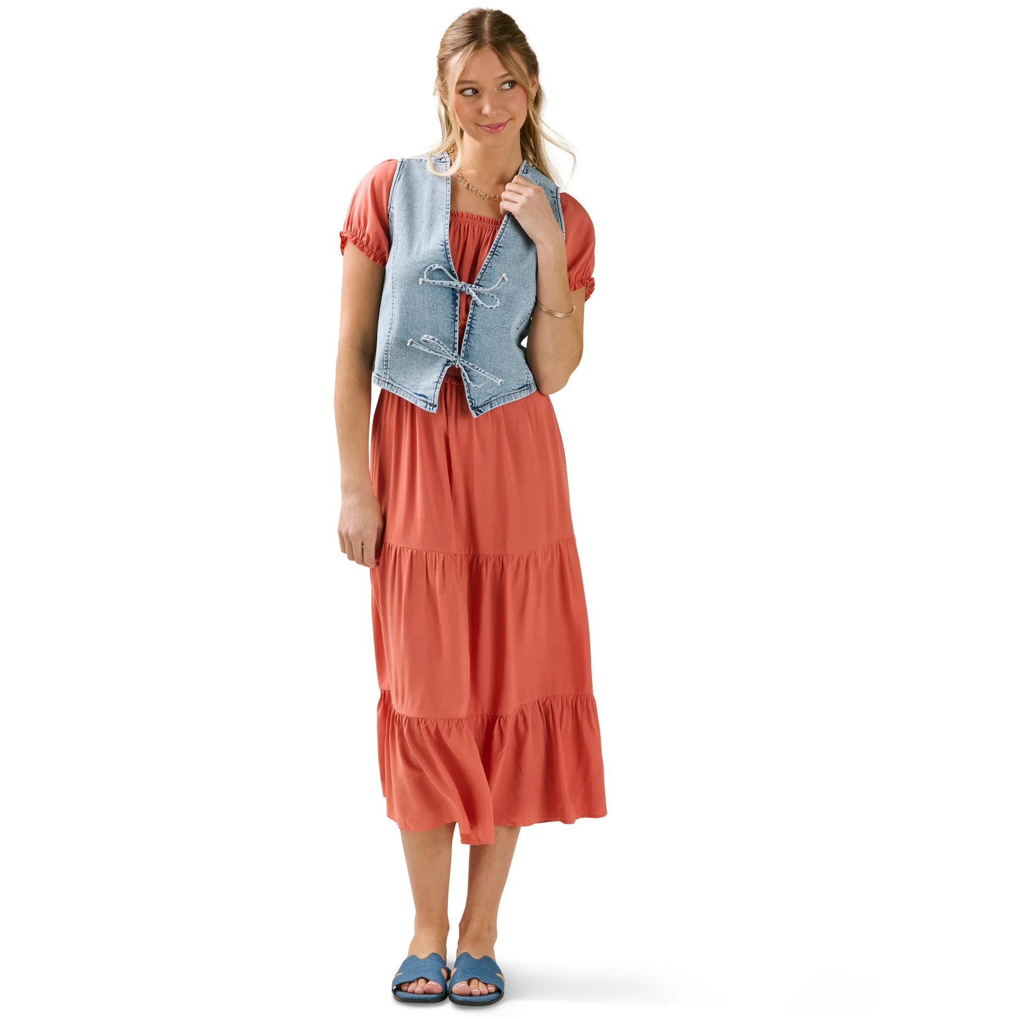 mySTYLE Women's Tie-Front Denim Vest sold by Giant Tiger