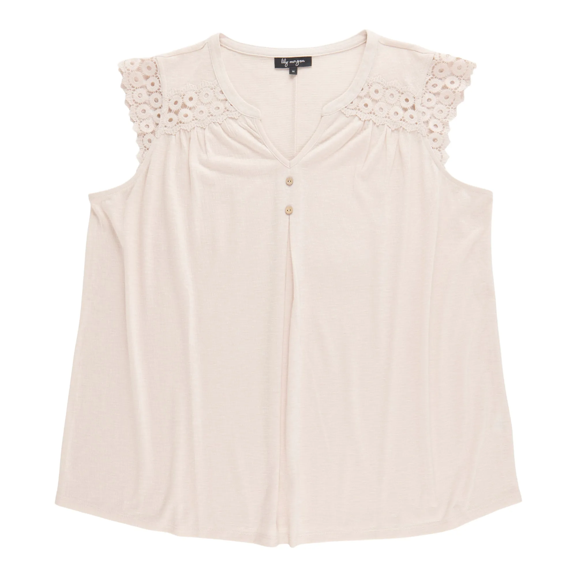 lily morgan Women's Plus Top with Lace Shoulders sold by Giant Tiger product image thumbnail 2