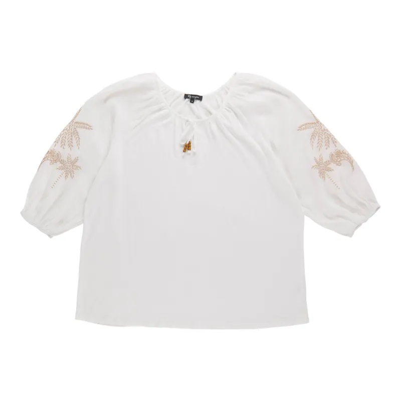 lily morgan Women's Plus Printed Top with Sleeve Detailing made by Giant Tiger