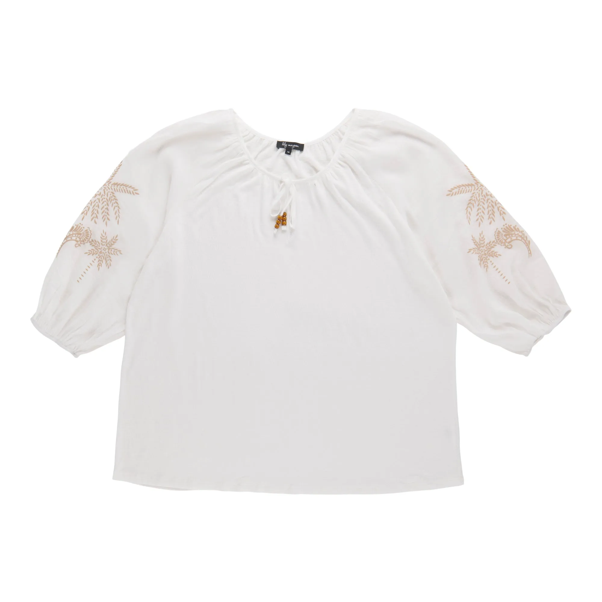 lily morgan Women's Plus Printed Top with Sleeve Detailing sold by Giant Tiger