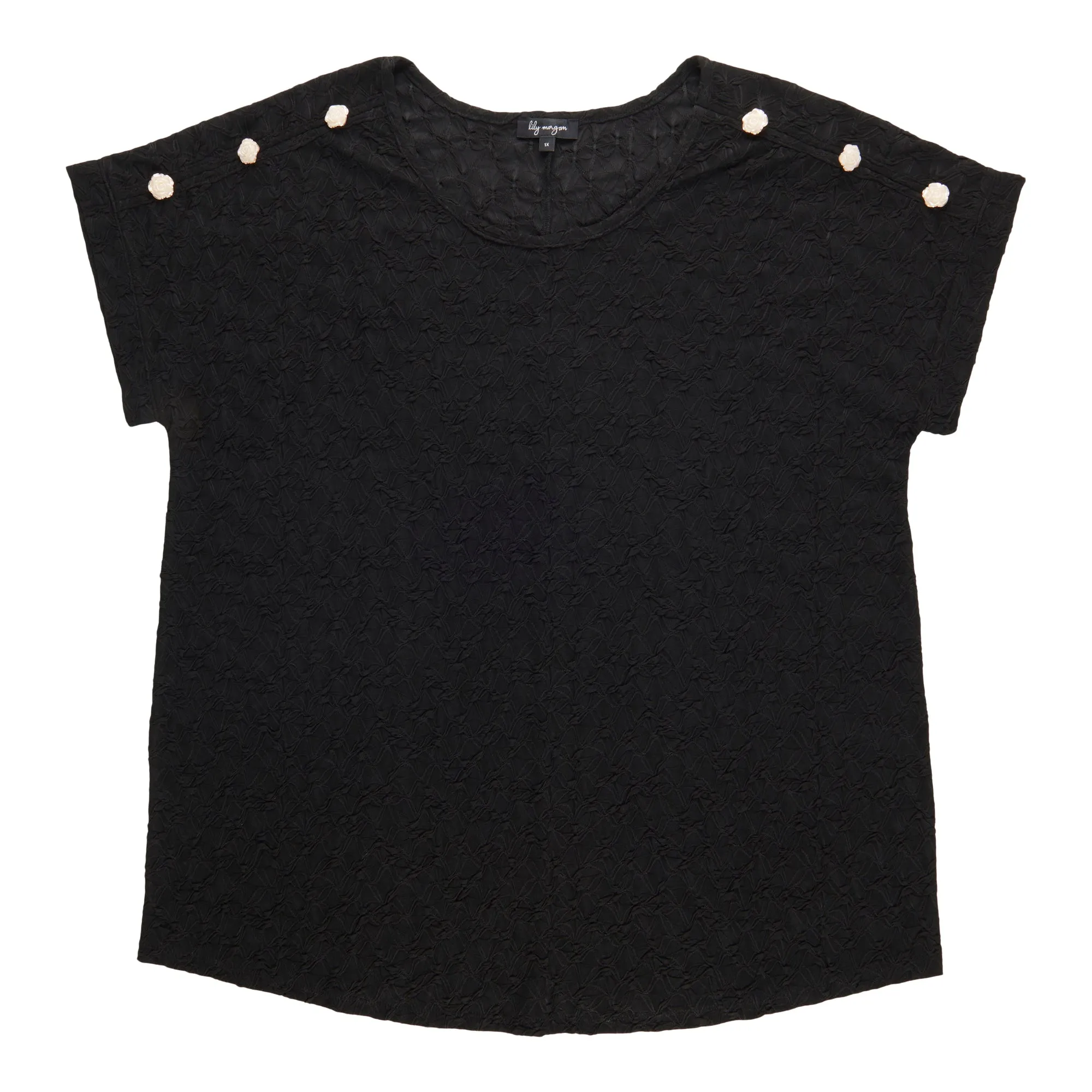 lily morgan Women's Plus Shoulder Button Top sold by Giant Tiger