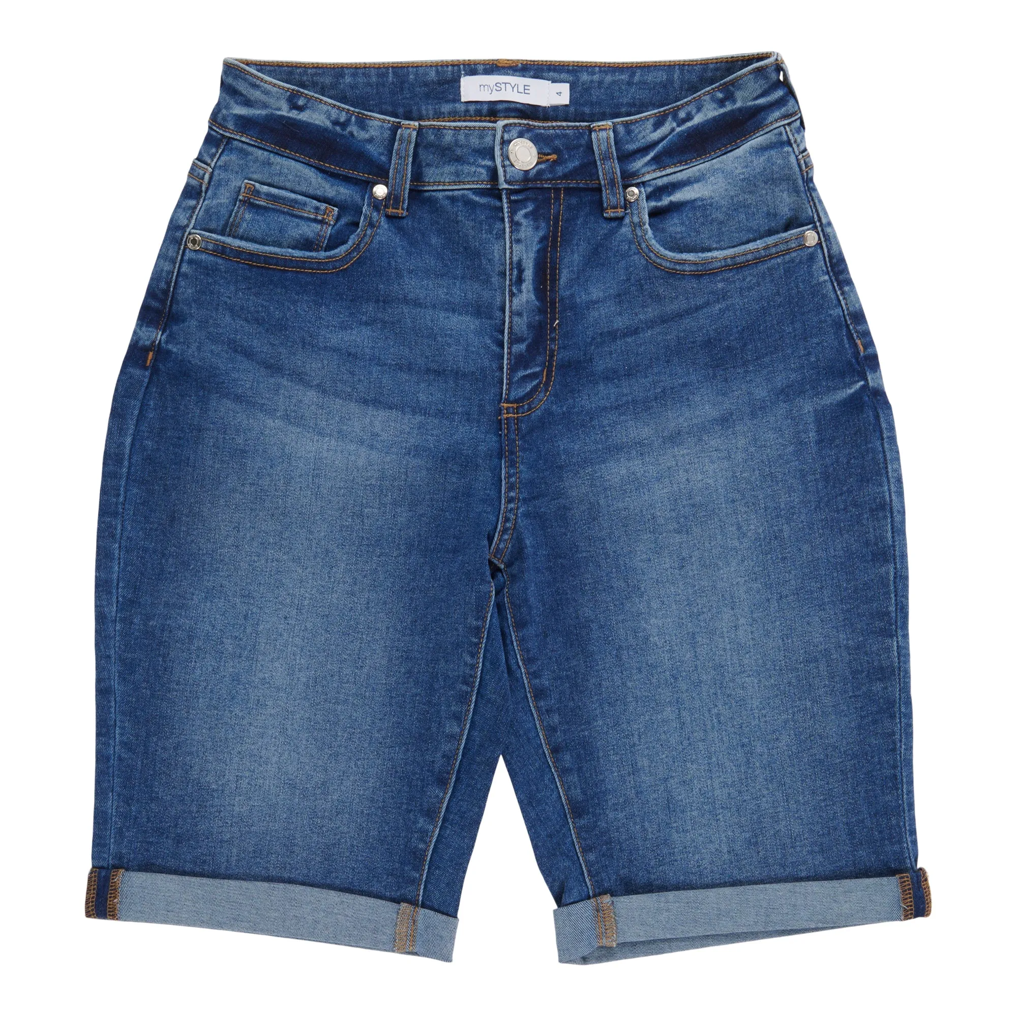 mySTYLE Women's Cool Comfort Cuffed Bermuda Denim Shorts sold by Giant Tiger