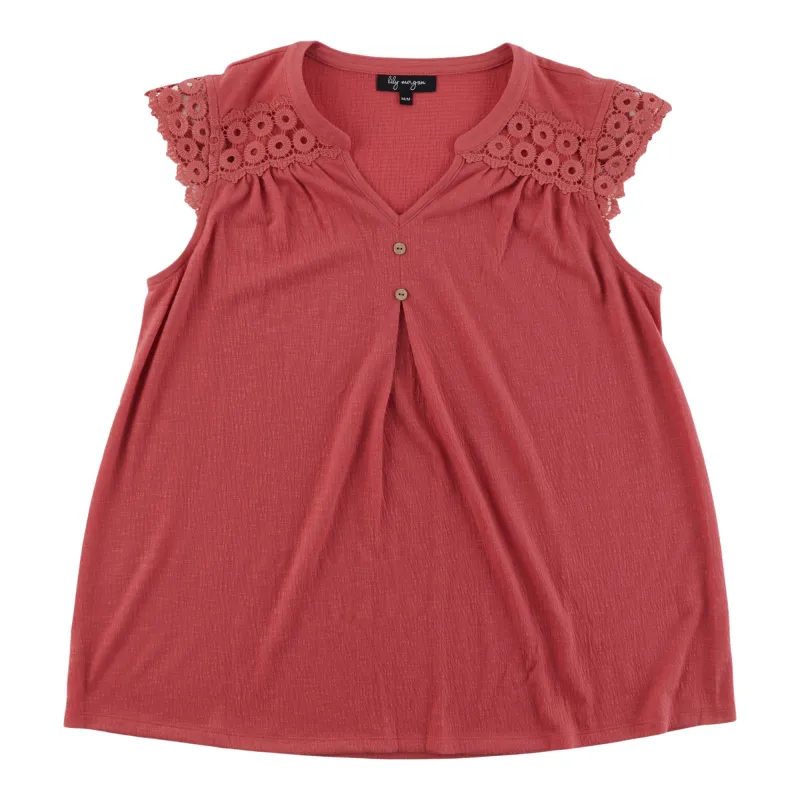 lily morgan Women's Top with Lace Shoulders made by Giant Tiger