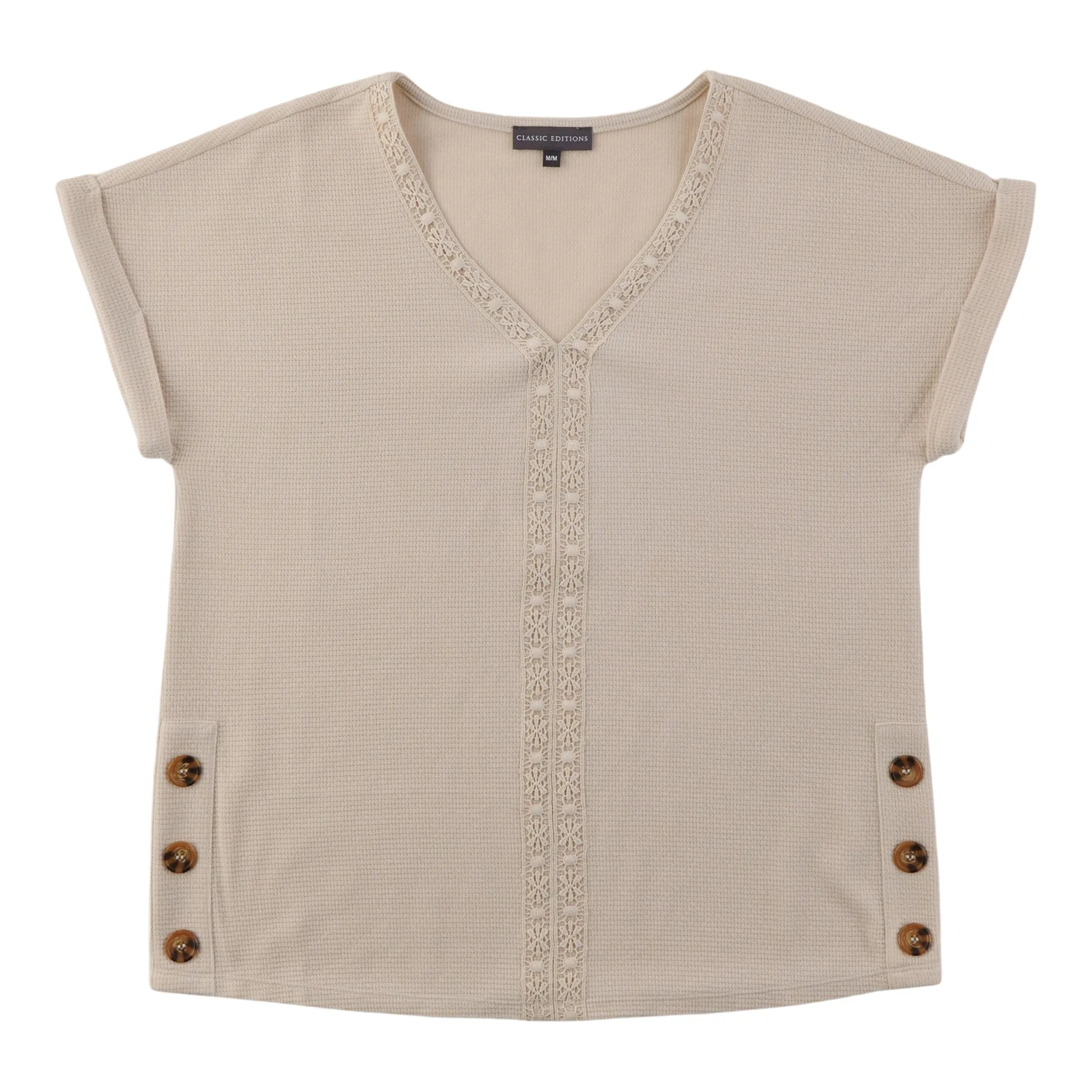 Classic Editions Women's V-Neck Top with Buttons sold by Giant Tiger