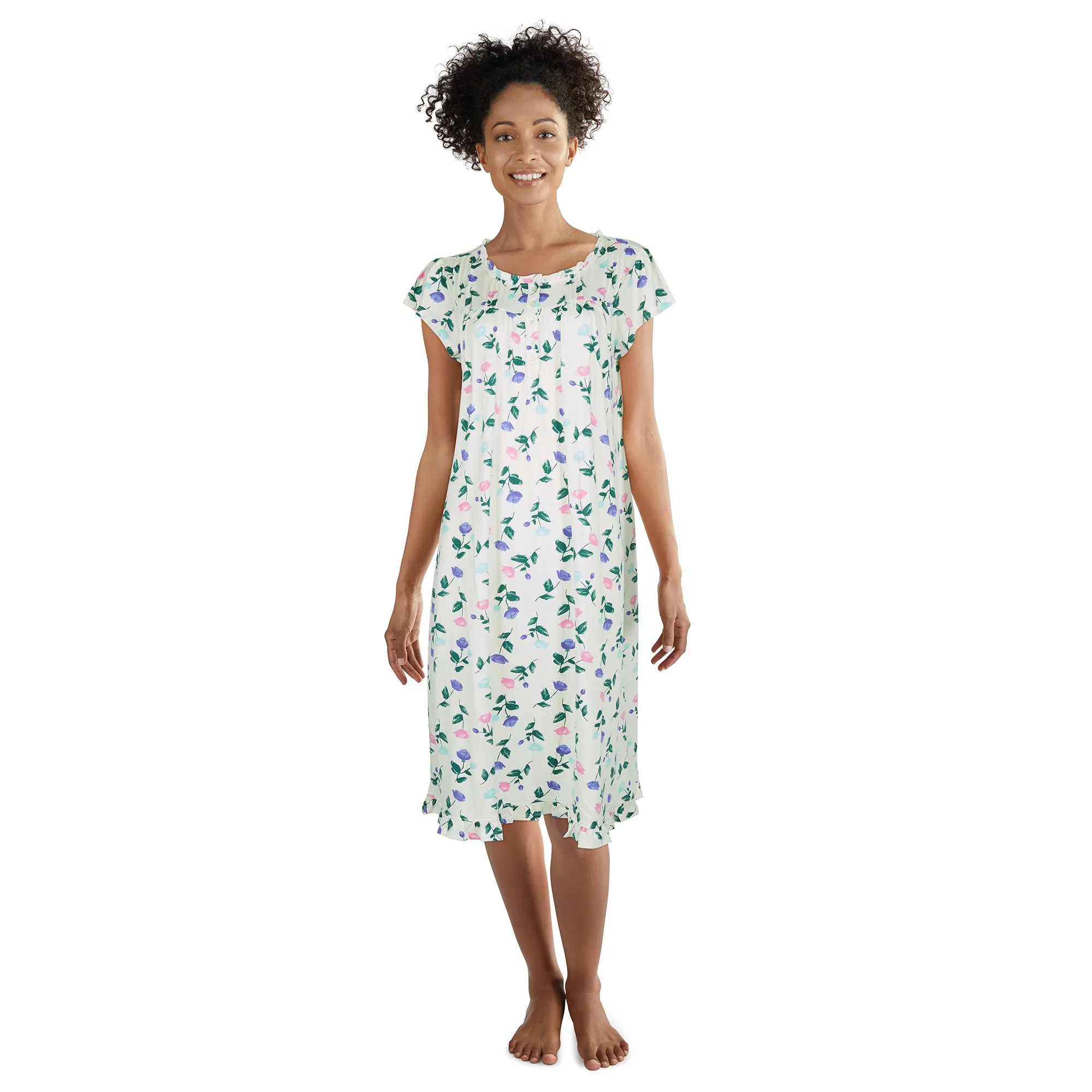 Carisma Women's Knee-Length Ruffled Nightgown sold by Giant Tiger