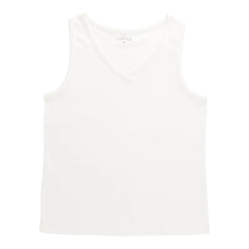mySTYLE Women's Plus V-Neck Ribbed Tank Top made by Giant Tiger