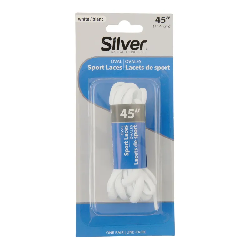 SILVER Sport Shoe Laces, White/Black, 45 in. made by Giant Tiger