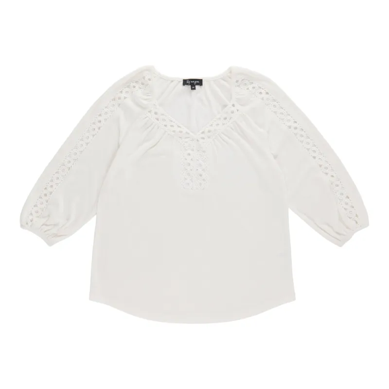 lily morgan Women's Solid Top with Crochet Detailing made by Giant Tiger