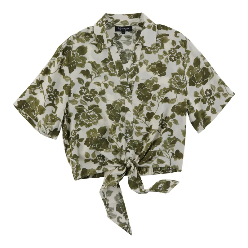 lily morgan Women's Printed Airy Tie-Front Blouse made by Giant Tiger