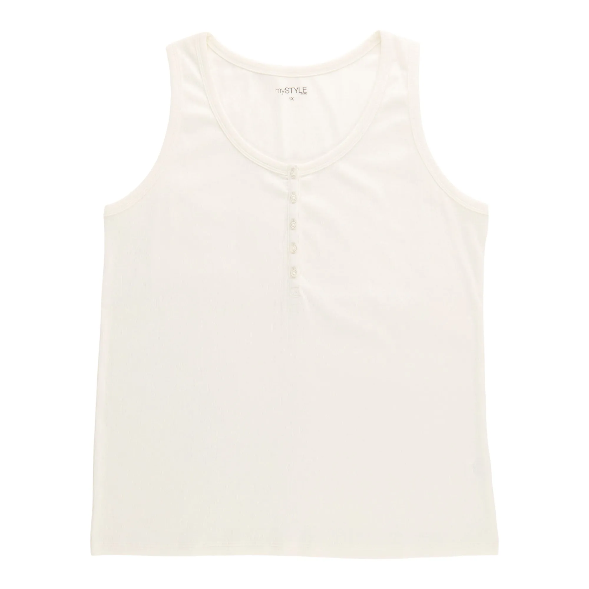mySTYLE Women's Plus Ribbed Henley Tank Top sold by Giant Tiger