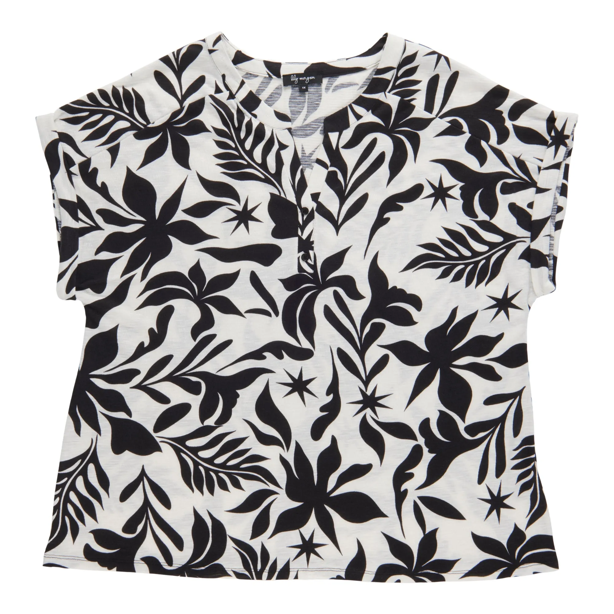 lily morgan Women's Plus Printed Nehru Collar Top sold by Giant Tiger product image thumbnail 2