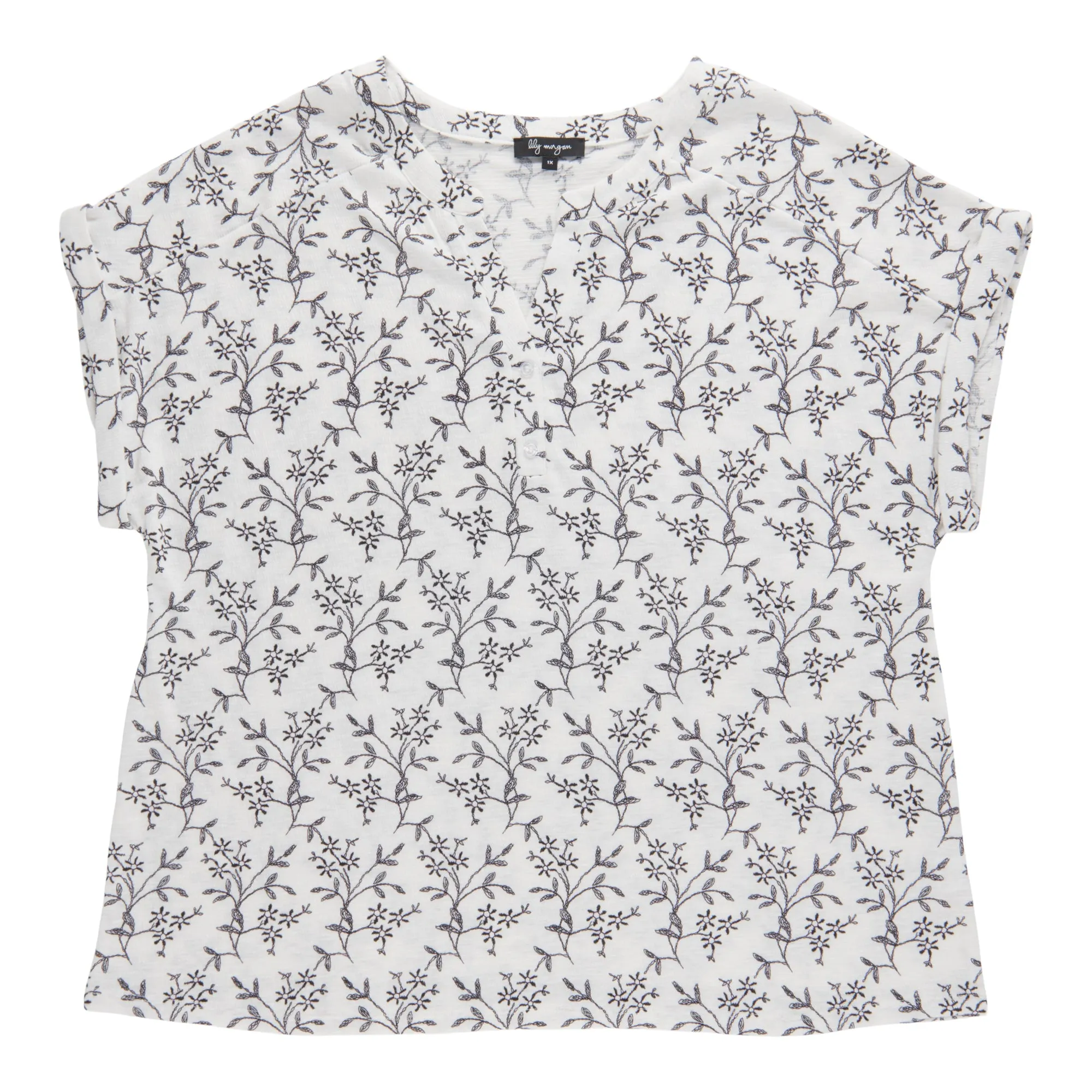 lily morgan Women's Plus Printed Nehru Collar Top sold by Giant Tiger product image thumbnail 3