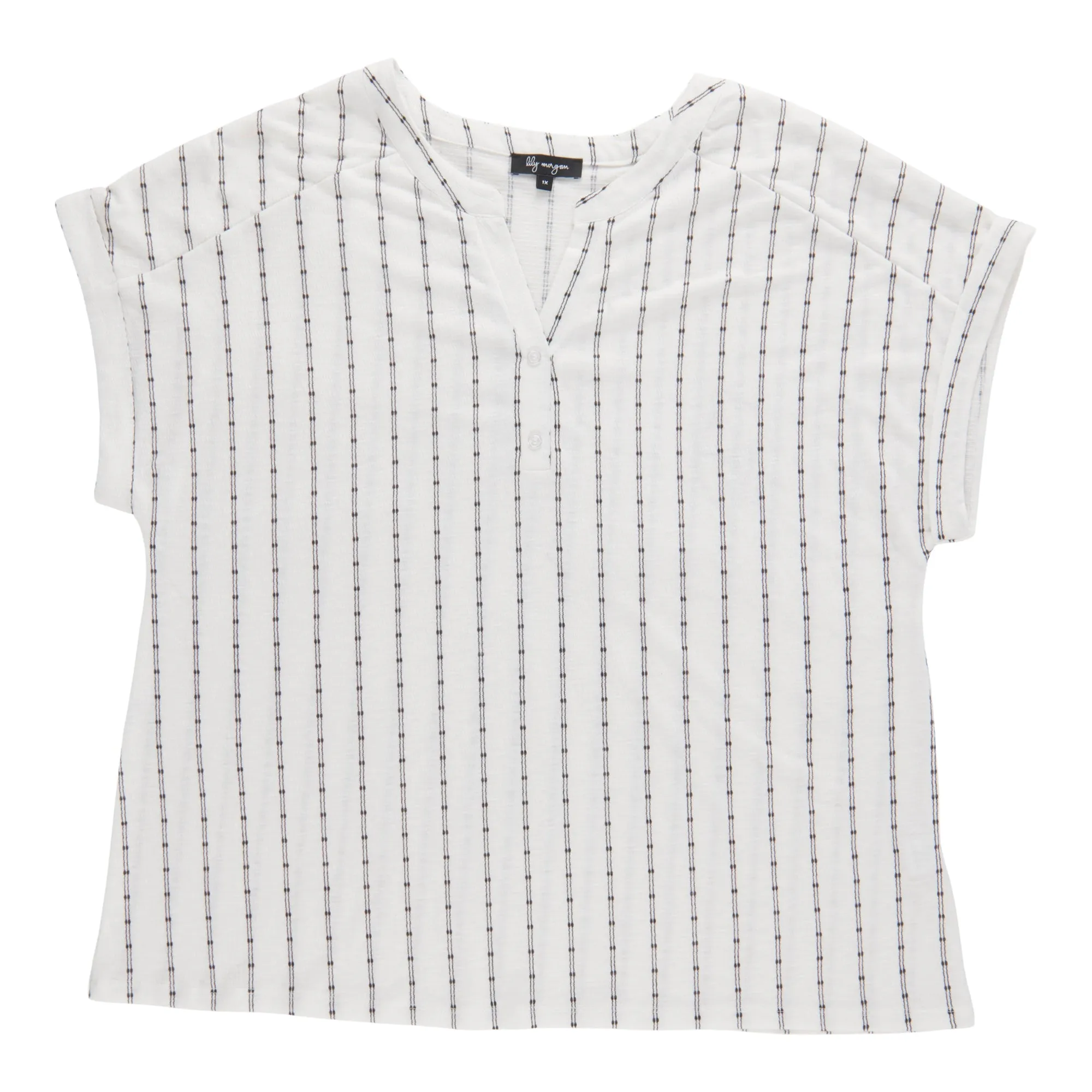 lily morgan Women's Plus Printed Nehru Collar Top sold by Giant Tiger product image thumbnail 4