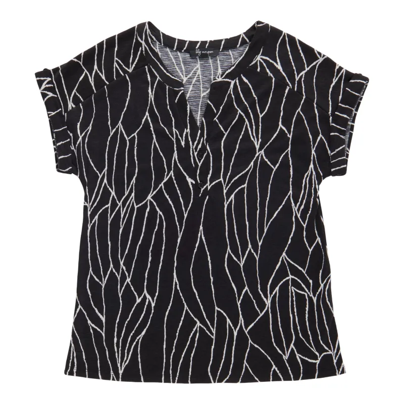 lily morgan Women's Printed Nehru Collar Top sold by Giant Tiger